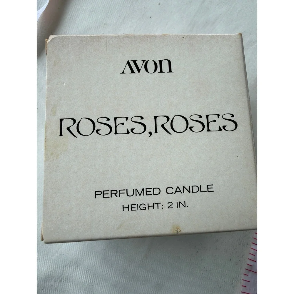 Avon Roses Roses Vintage Perfumed Candle Refill Gold Metal Tin 2 Inch Unused Box